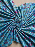 Polo Cotton: 4-Meter Unstitched Premium Cotton Suit Fabric - Blue Floral