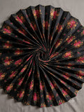 Polo Cotton: 4-Meter Unstitched Premium Cotton Fabric (Suit Length) - Deep Black with Vibrant Floral Print