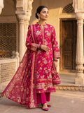 Polo Premium: Unstitched 3-Piece Fuchsia Floral Lawn Suit Fabric