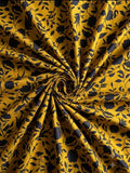 Golden Botanical Printed Polo Cotton Fabric – 4M Unstitched