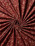 Maroon &amp; Gold Botanical Dress Material – 4M Unstitched Cotton Fabric