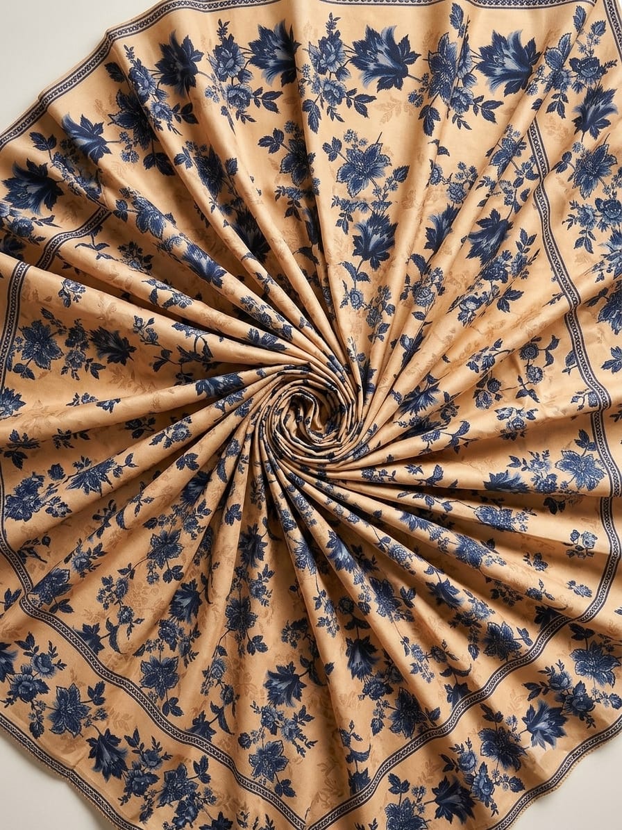 Vintage Botanical Elegance – 4M All-Over Printed Unstitched Fabric