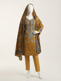 Mustard & Slate Blue Paisley 3-Piece Suit with Printed Dupatta