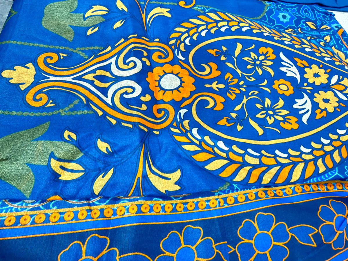 Royal Blue Medallion 3-Piece Lawn Suit